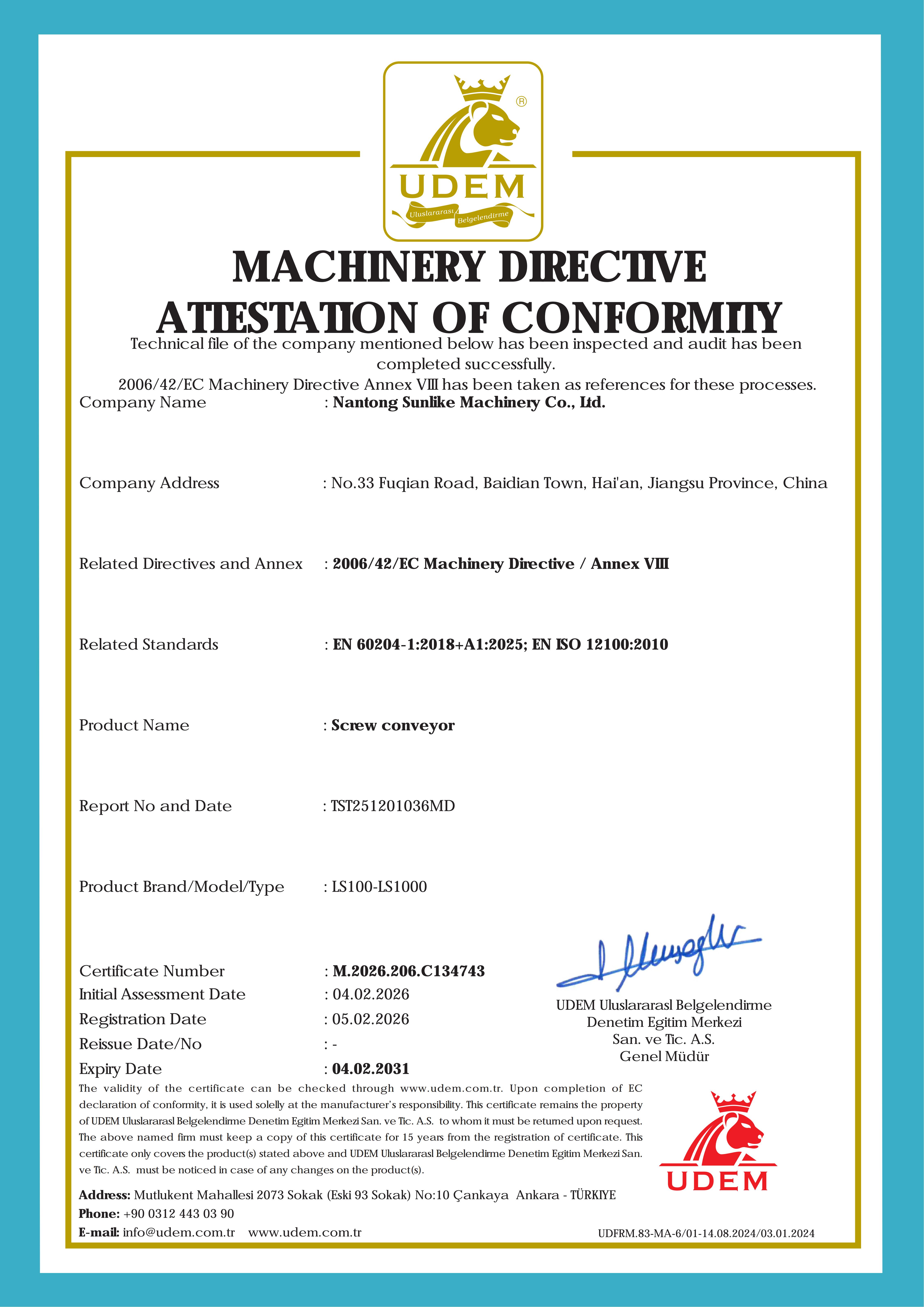 SUNLIKE certificate 1
